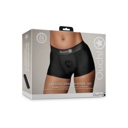 Ouch! by shots Vibrerende Strap-on Boxer - M/L - Zwart (8714273937797)