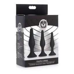 Xr brands Triple Spire - Tapered Silicone Anale Trainer Set - 3 Stuks - Zwart (848518036667)