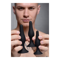 Xr brands Triple Spire - Tapered Silicone Anale Trainer Set - 3 Stuks - Zwart (848518036667)