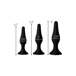 Xr brands Triple Spire - Tapered Silicone Anale Trainer Set - 3 Stuks - Zwart (848518036667)