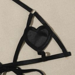 De namour lingerie by shots Hartvormige Twee Delige Harnas Set - L/XL - Zwart (8714273026637)