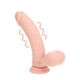 Realrock by shots Dual Density Rechargeable Liquid Silicone Vibrator - Curved with Weighted Balls - 7 / 18 cm - Flesh (8714273029010)