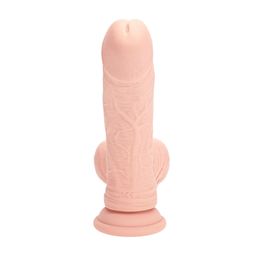 Realrock by shots Dual Density Rechargeable Liquid Silicone Vibrator - Curved with Weighted Balls - 7 / 18 cm - Flesh (8714273029010)