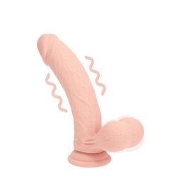 Realrock by shots Dual Density Rechargeable Liquid Silicone Vibrator - Curved with Weighted Balls - 6 / 15 cm - Flesh (8714273028983)
