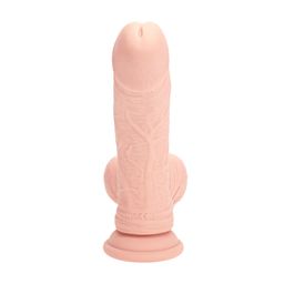 Realrock by shots Dual Density Rechargeable Liquid Silicone Vibrator - Curved with Weighted Balls - 6 / 15 cm - Flesh (8714273028983)