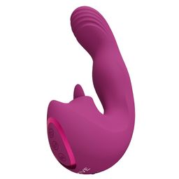 Vive by shots Yumi - Triple Motor G-Spot Vinger Beweging Vibrator en Flickering Tongue Stimulator - Roze (8714273051882)