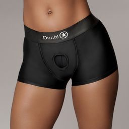 Ouch! by shots Vibrerende Strap-on Boxer - M/L - Zwart (8714273937797)