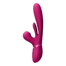 Vive by shots Kura - Duwende G-Spot Vibrator met Flapper Tong en Pulse Wave Stimulator - Roze (8714273537720)