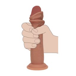 Realrock by shots Dual Density Silicone Realistische Sliding Skin Dildo - 8 / 20,5 cm - Tan (8714273029690)