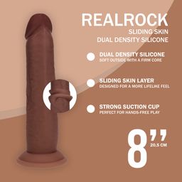 Realrock by shots Dual Density Silicone Realistische Sliding Skin Dildo - 8 / 20,5 cm - Bruin (8714273029676)