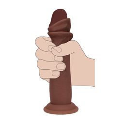 Realrock by shots Dual Density Silicone Realistische Sliding Skin Dildo - 8 / 20,5 cm - Bruin (8714273029676)