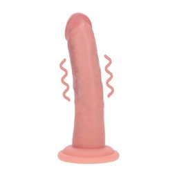 Realrock by shots Dual Density Silicone Gebogen Realistische Vibrerende Dildo met Zuignap - 6 / 15,5 cm - Vlees (8714273029461)