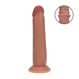 Realrock by shots Dual Density Silicone Realistische Sliding Skin Dildo - 8 / 20,5 cm - Tan (8714273029690)