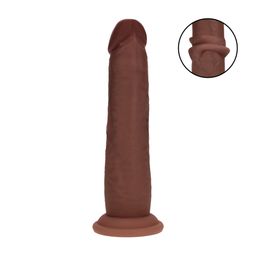 Realrock by shots Dual Density Silicone Realistische Glijdende Huid Dildo - 7 / 18,5 cm - Bruin (8714273029645)