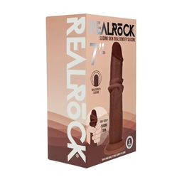 Realrock by shots Dual Density Silicone Realistische Glijdende Huid Dildo - 7 / 18,5 cm - Bruin (8714273029645)