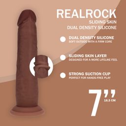 Realrock by shots Dual Density Silicone Realistische Glijdende Huid Dildo - 7 / 18,5 cm - Bruin (8714273029645)