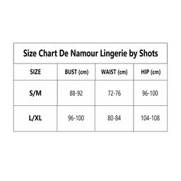 De namour lingerie by shots Kant Uitsnijding Strikopen Rug Bodysuit - L/XL - Zwart (8714273027474)
