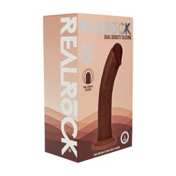 Realrock by shots Dual Density Silicone Gebogen Realistische Dildo met Zuignap - 8 / 20,5 cm - Bruin (8714273029423)