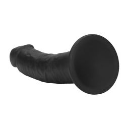 Realrock by shots Dual Density Silicone Gebogen Realistische Dildo met Zuignap - 8 / 20,5 cm - Zwart (8714273021038)
