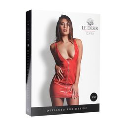 Le désir by shots Unzip Me - PVC Plunge Jurk - One Size - Rood (8714273016843)
