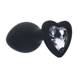 Ouch! by shots Interchangeable Diamond Heart Gem Butt Plug - Small - Black (8714273031129)