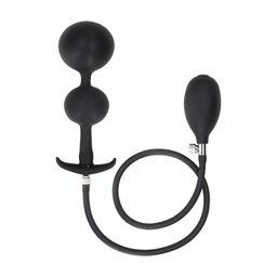 Ouch! by shots Inflatable Silicone Weighted Anal Plug - Black (8714273015136)