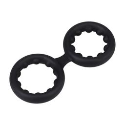 Doc johnson Silicone Double Stamina Cockring with Metal Beads - Black (782421106263)