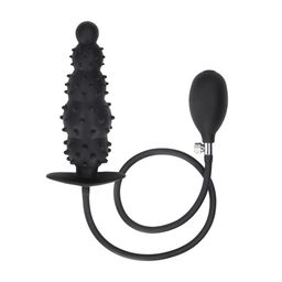 Ouch! by shots Inflatable Silicone Textured Anal Plug - Black (8714273015112)