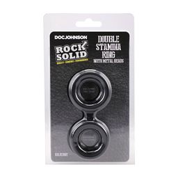 Doc johnson Silicone Double Stamina Cockring with Metal Beads - Black (782421106263)