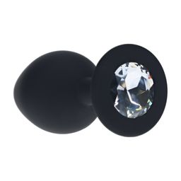 Ouch! by shots Interchangeable Diamond Round Butt Plug - Medium - Black (8714273031167)