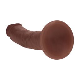 Realrock by shots Dual Density Silicone Gebogen Realistische Dildo met Zuignap - 8 / 20,5 cm - Bruin (8714273029423)