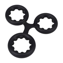 Doc johnson Silicone Triple Stamina Cockring with Metal Beads - Black (782421106270)