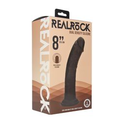 Realrock by shots Dual Density Silicone Gebogen Realistische Dildo met Zuignap - 8 / 20,5 cm - Zwart (8714273021038)