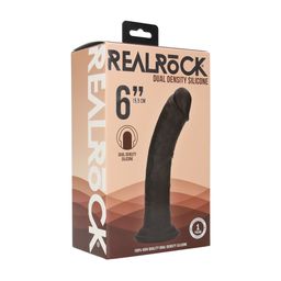 Realrock by shots Dual Density Silicone Gebogen Realistische Dildo met Zuignap - 6 / 15,5 cm - Zwart (8714273021007)