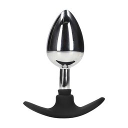 Ouch! by shots Metal Anal Plug with Silicone Handle - Large - Silver (8714273015211)
