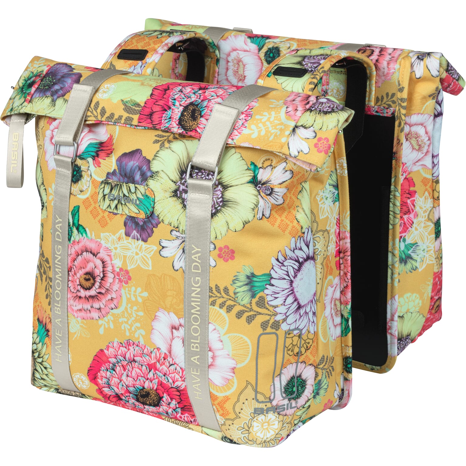 Basil fietstas dubbel Bloom Field yellow 28-35L (8715019181559)