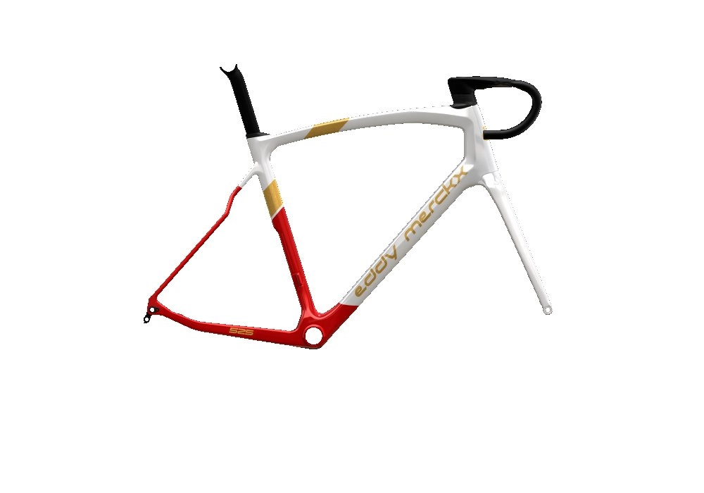 Eddy Merckx 525 Discc 7E3 Frame Fork Set Pearl White/Red/Royal Gold Metallic L (CONFIG035775)