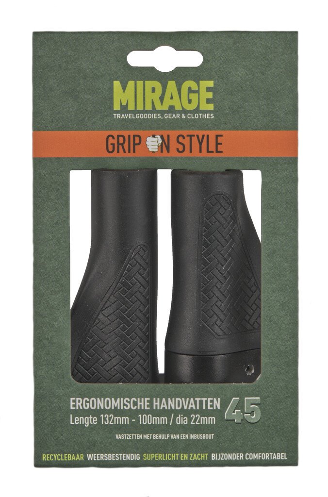 Mirage handvatten "Grips in style" 132/100 zwart blister (8718836209208)