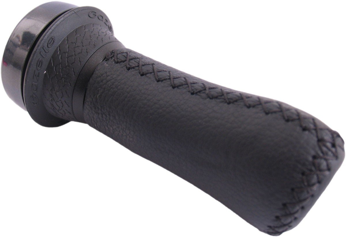 Gazelle Handvat links 100mm aero leder black draaibel (8717118042373)