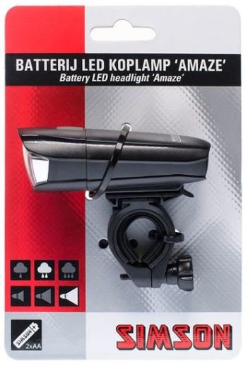 Simson koplamp Amaze batterij 25 lux stuurbocht (8711646230059)