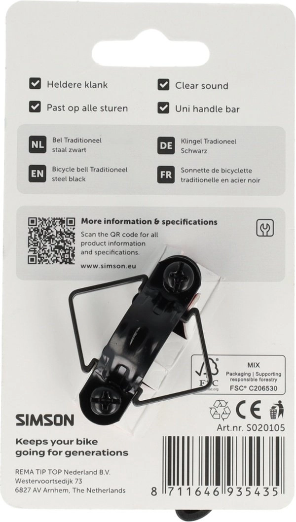 Simson bel Traditioneel zwart staal (8711646935435)