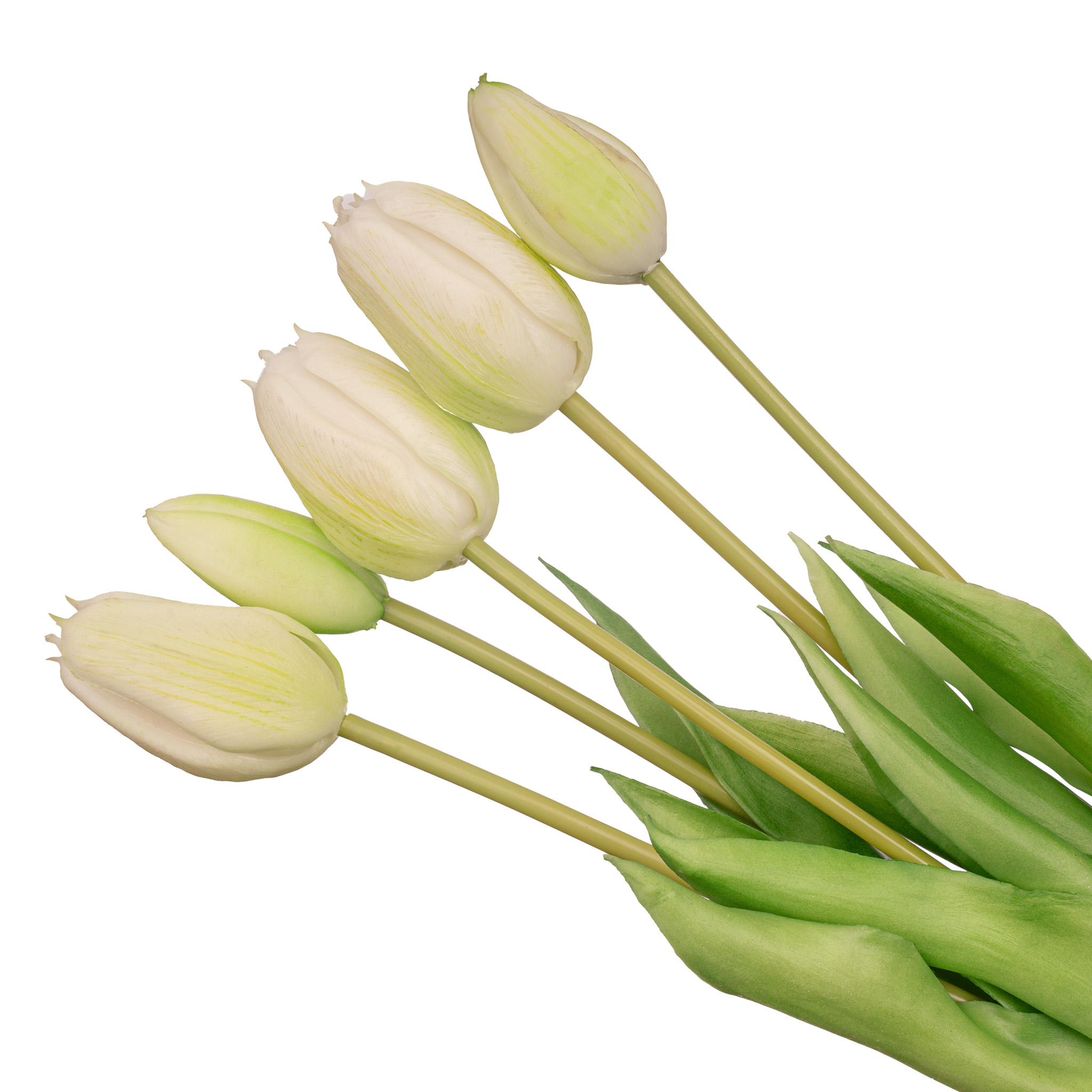 Vaas Lady Sunny + 10x real touch Tulpen wit/groen (8720872023861)