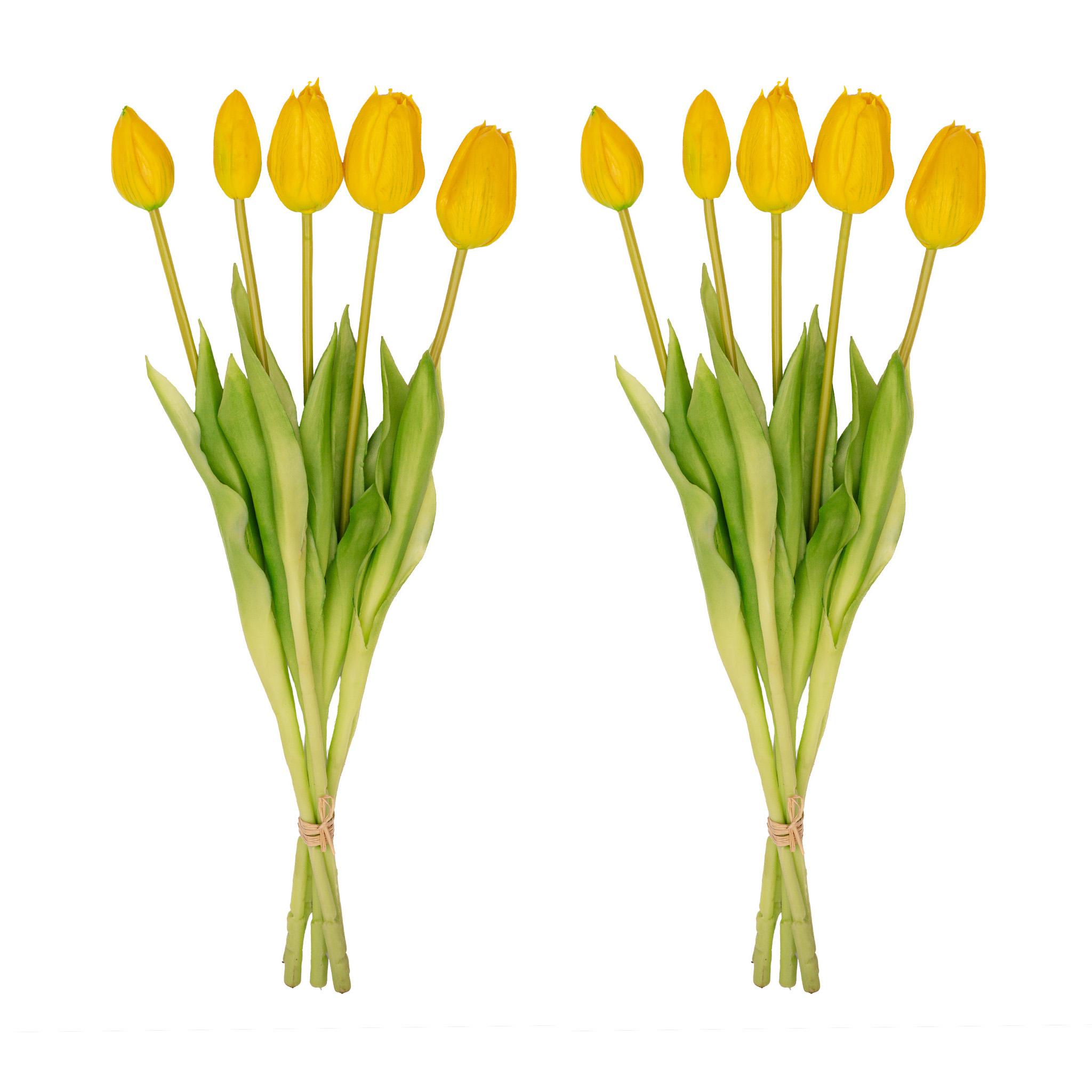 Vaas Vaas Lady 'Kylie' ↑ 27 cm + 10x real touch Tulpen Geel (yellow) (8720872023878)