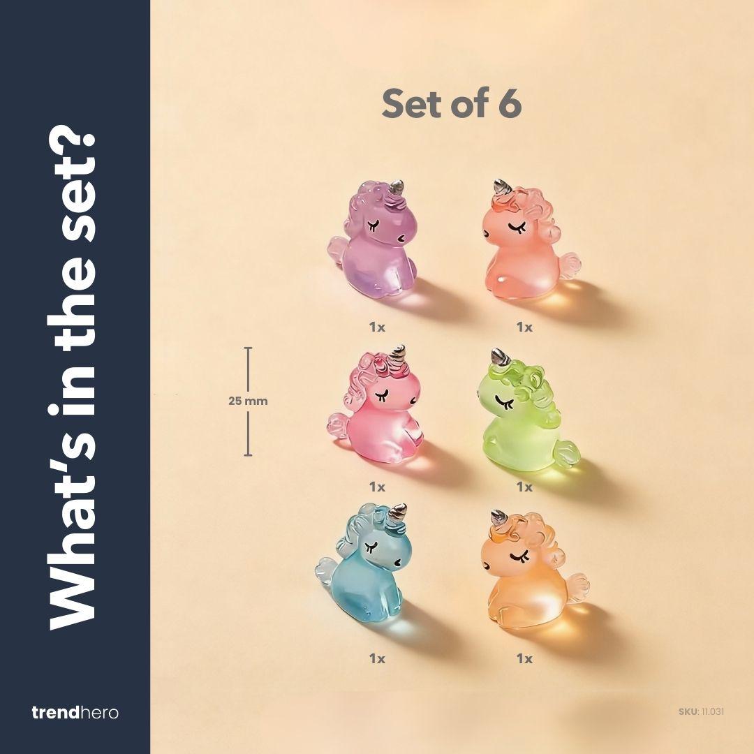 Glow in the dark - Unicorns - Multi - 6 stuks (8720872024455)