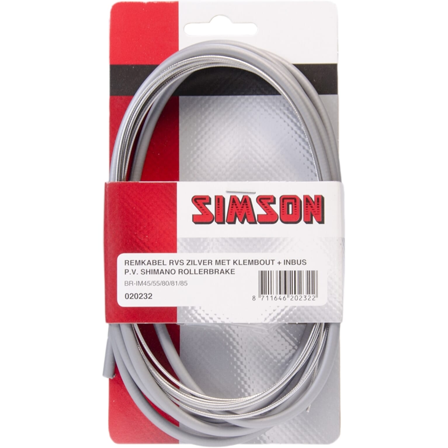 Simson Remkabelset met grijze buitenkabel Nexus rvs (8711646202322)