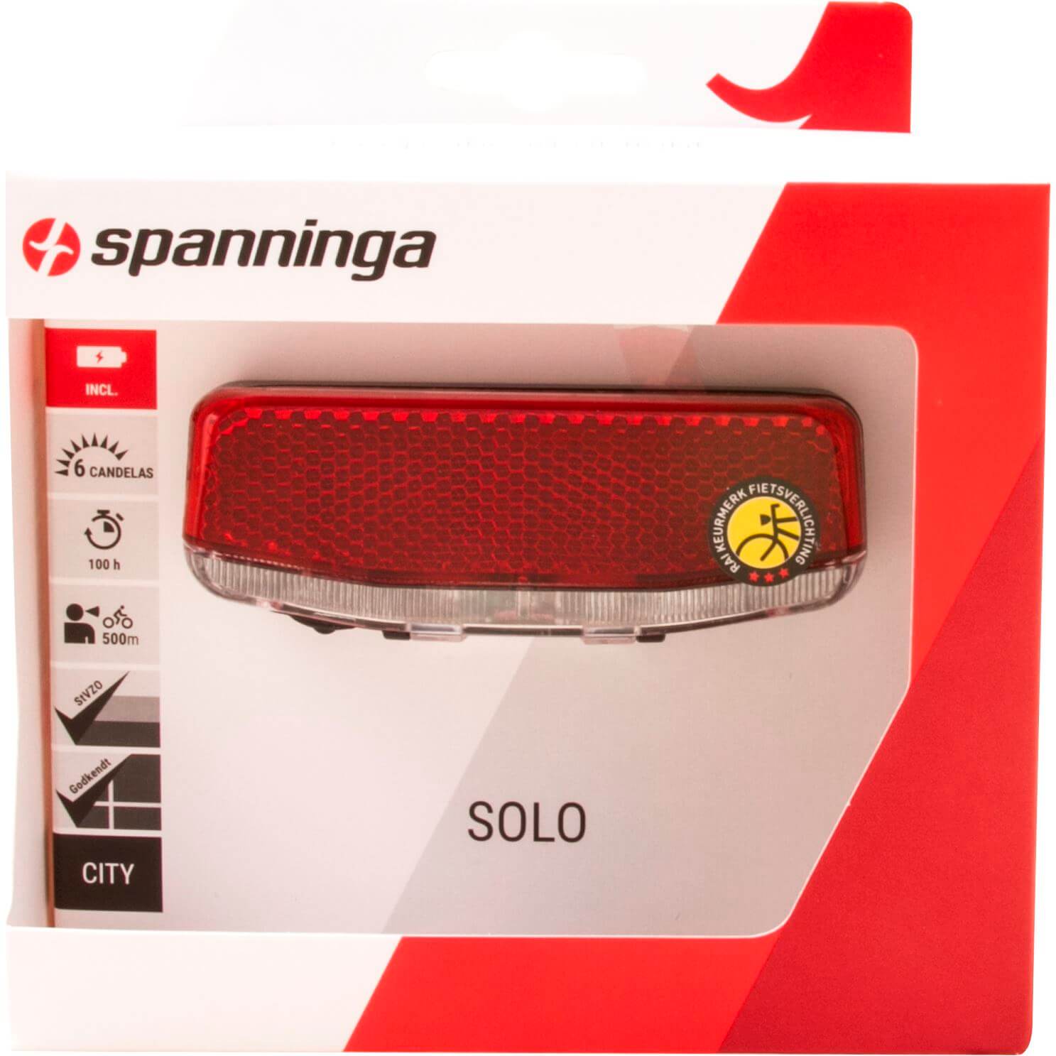 Spanninga achterlicht SOLO XB, batterij, aan/uit (8715117019471)