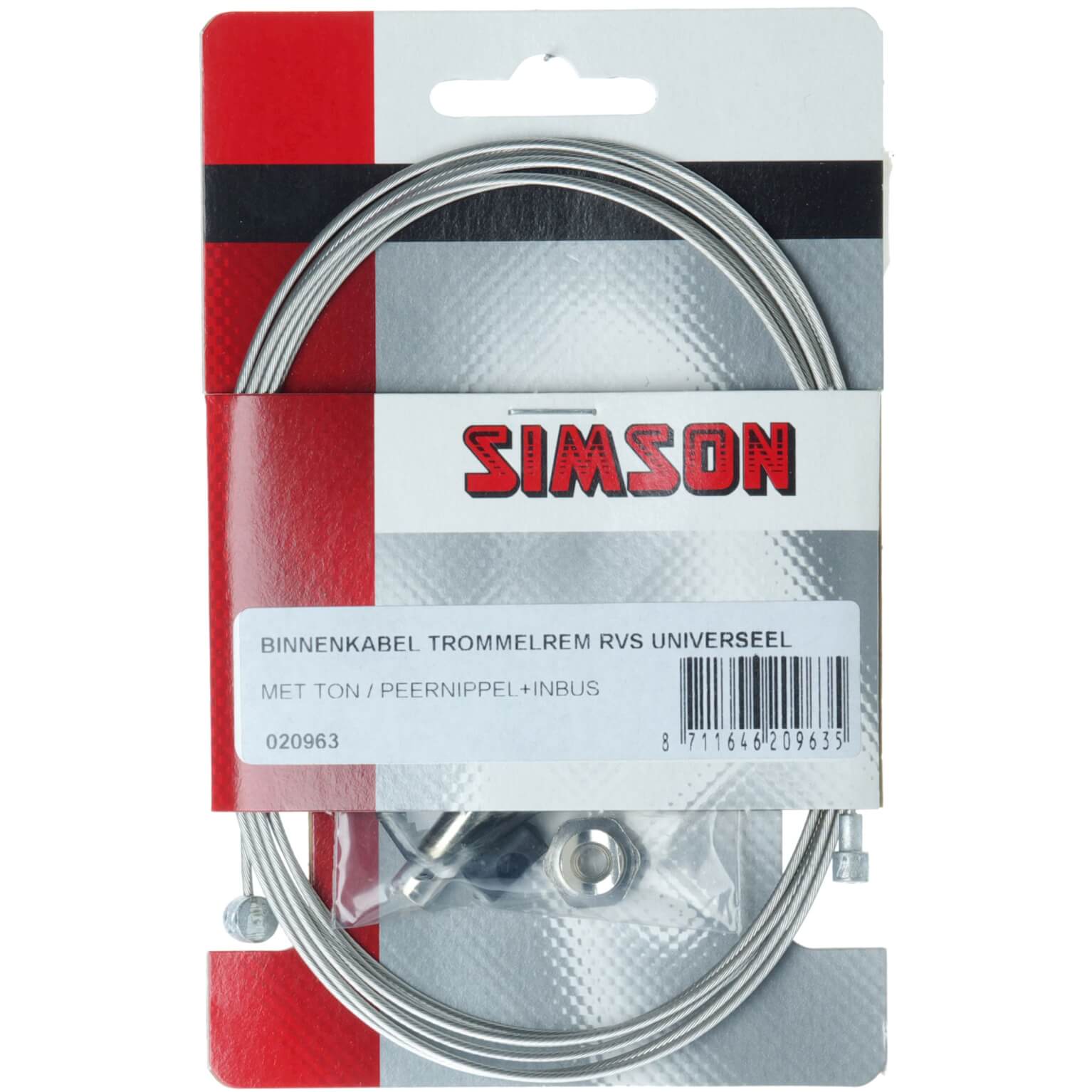 Simson rem binnenkabel rvs 2 nippels met inbus (8711646209635)
