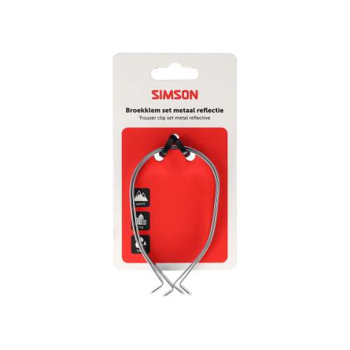 Simson broekklemmen metaal met reflectie (8711646936128)