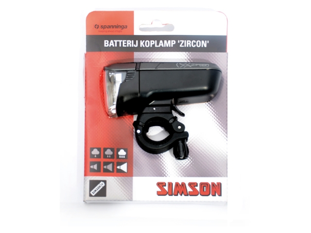 020783 Simson "Zircon" 40 LUX batterijkoplamp stuurmontage (8711646207839)
