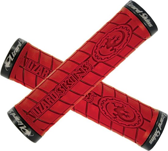 Lizardskins Handvaten lock-on logo - rood zwarte clamps (0696260560509)